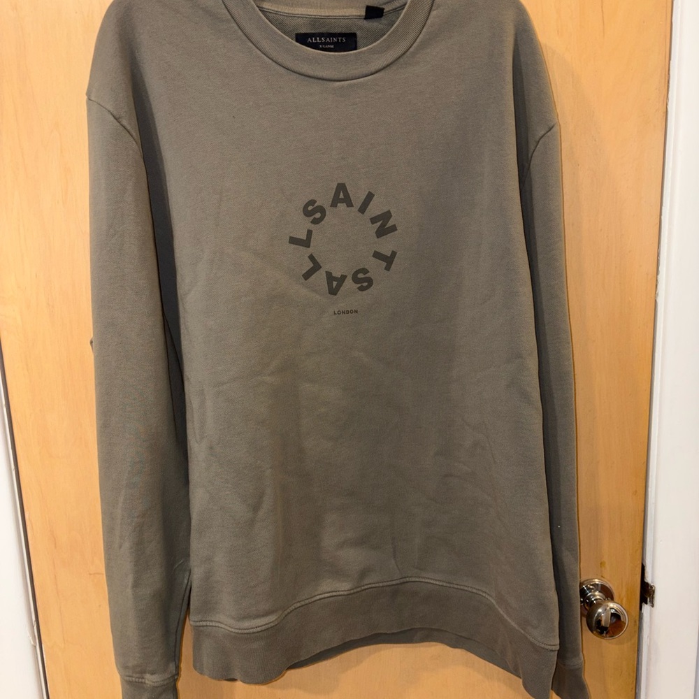 All Saints Men's Olive Crewneck Sweater